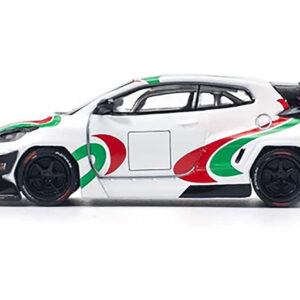 Toyota Pandem GR Yaris RHD (Right Hand Drive) "Rally Livery" White with Red and Green Graphics 1/64 Diecast Model Car by Pop Race from the More Series store collection.