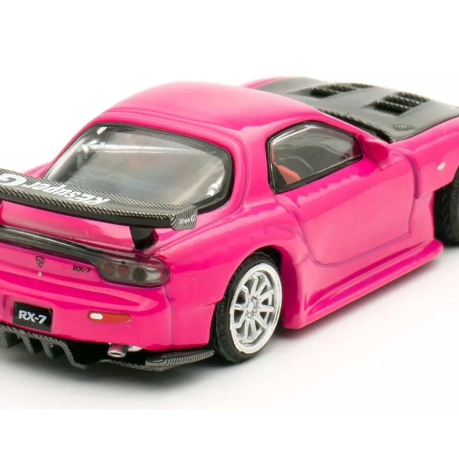 Mazda RX-7 Widebody RHD (Right Hand Drive) Pink with Carbon Hood "Indonesia Diecast Expo 2024 Exclusive" 1/64 Diecast Model Car by Pop Race from the Mazda store collection.