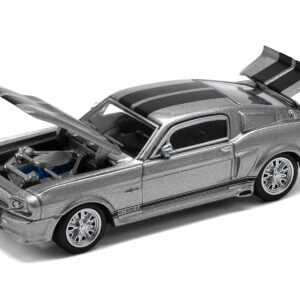 Shelby Mustang GT500 Gray Metallic with Black Stripes 1/64 Diecast Model Car by Pop Race Sports Car Racing Model Cars by Diecast Mania