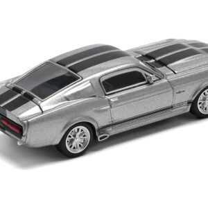 Shelby Mustang GT500 Gray Metallic with Black Stripes 1/64 Diecast Model Car by Pop Race Sports Car Racing Model Cars by Diecast Mania