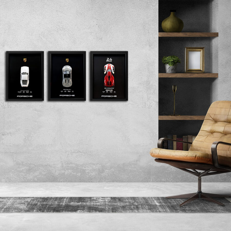Porsche 911 Carrera RS 2.7 1:24 Handmade Framed Artwork Automotive