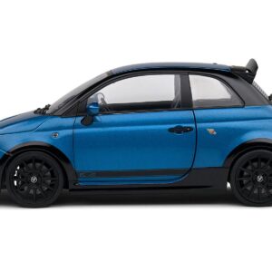 2022 Fiat 695 Abarth "Tributo 131 Rally" Podium Blue Metallic with Black Side Stripes 1/18 Diecast Model Car by Solido  by Diecast Mania