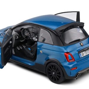 2022 Fiat 695 Abarth "Tributo 131 Rally" Podium Blue Metallic with Black Side Stripes 1/18 Diecast Model Car by Solido  by Diecast Mania