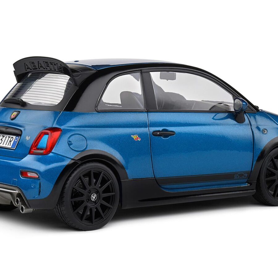 2022 Fiat 695 Abarth "Tributo 131 Rally" Podium Blue Metallic with Black Side Stripes 1/18 Diecast Model Car by Solido Automotive