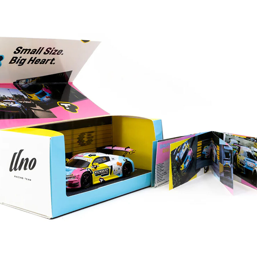 Audi R8 LMS GT3 Evo II #50 Adderly Fong "Macau GP Cup - Hello Kitty 50th Anniversary" "FIA GT World Cup" (2023) with Cards "Hobby43" Series 1/43 Diecast Model Car by Tarmac Works Audi