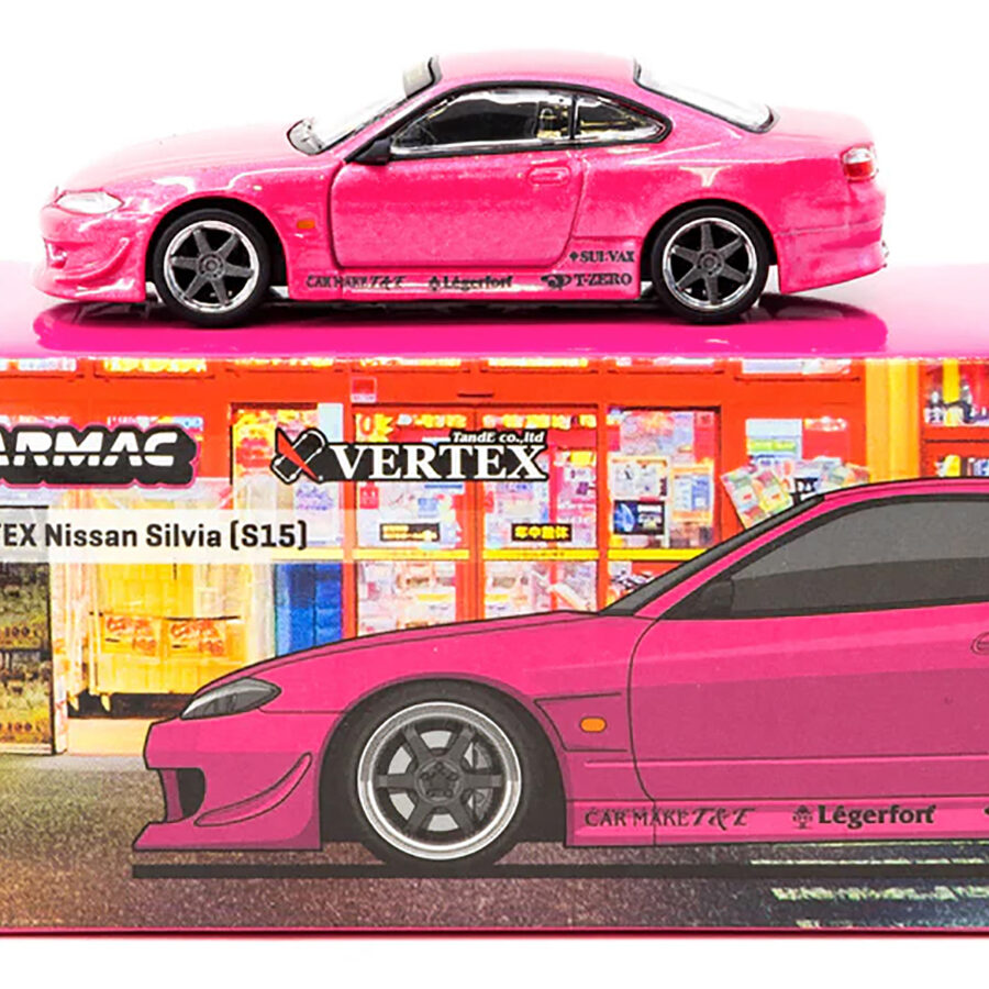 Nissan Silvia (S15) Vertex RHD (Right Hand Drive) Pink Metallic "Global64" Series 1/64 Diecast Model by Tarmac Works Automotive