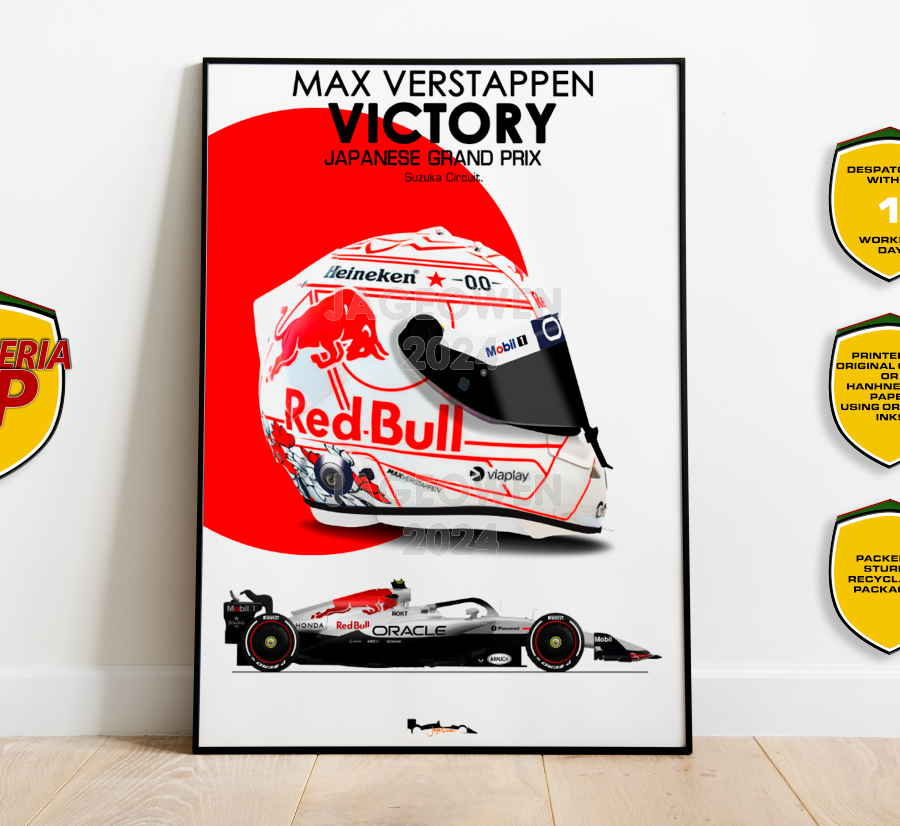 Max Verstappen 2025 Helmet Suzuka Japan Victory Print - Scuderia GP F1 Art