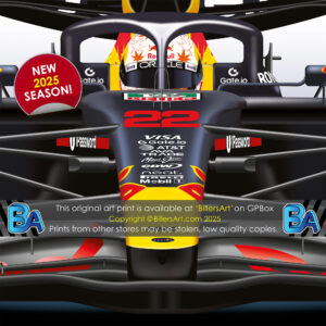 Yuki Tsunoda's 2025 Red Bull Racing Car. A Very High Quality Illustration  by Billeresque