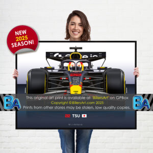 Yuki Tsunoda's 2025 Red Bull Racing Car. A Very High Quality Illustration  by Billeresque