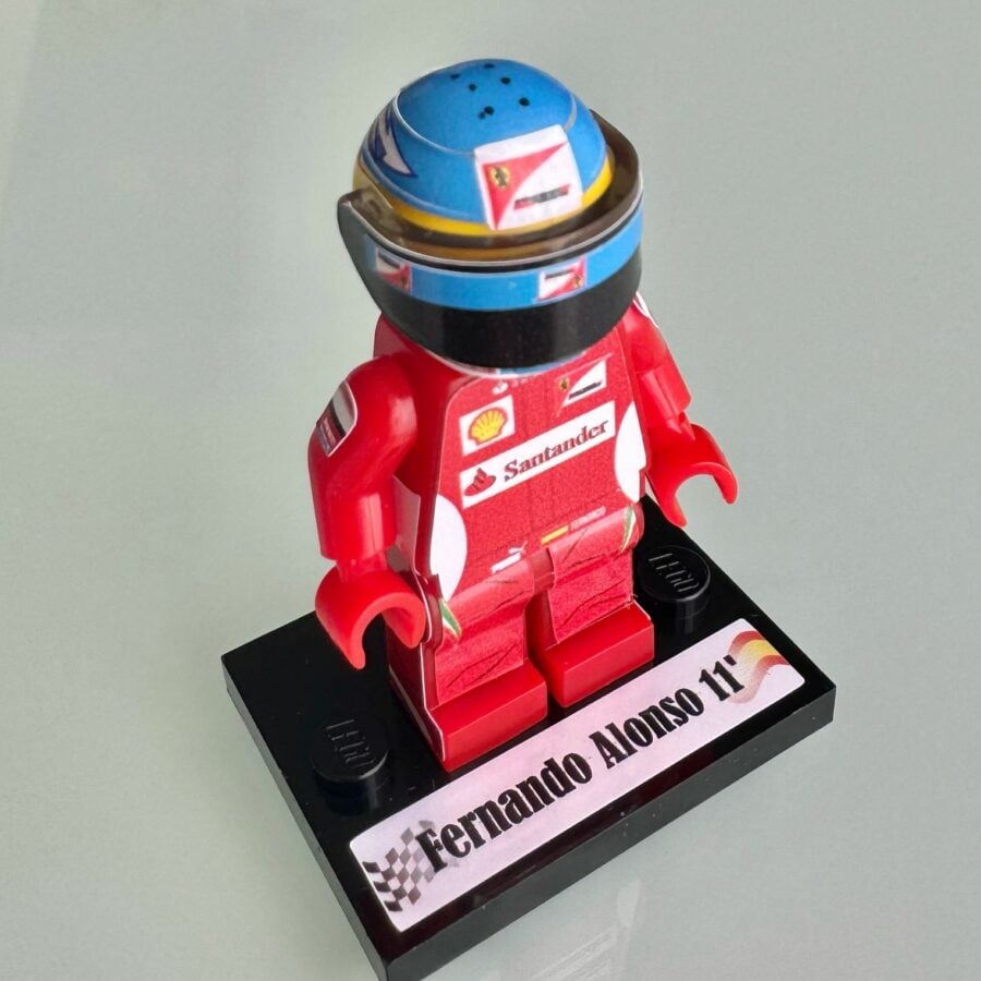 Fernando Alonso 2011 Ferrari F1 formula 1 F1 grand prix pilota figura driver Super suit and super helmet in minifigure Charles Leclerc