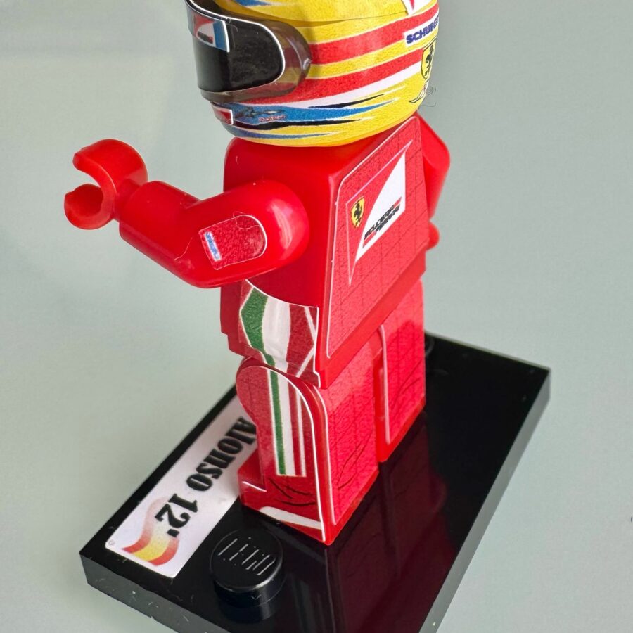 Fernando Alonso 2012 Ferrari F1 formula 1 F1 grand prix pilota figura driver Super suit and super helmet in minifigure Formula 1 Memorabilia