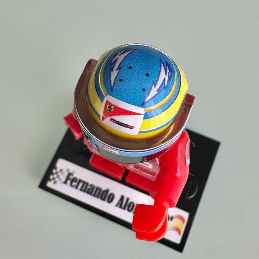Fernando Alonso 2012 Ferrari F1 formula 1 F1 grand prix pilota figura driver Super suit and super helmet in minifigure Formula 1 Memorabilia