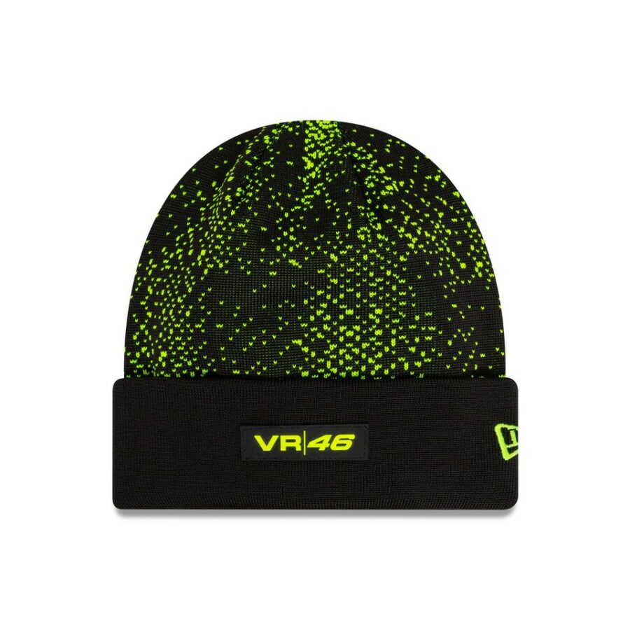 2025 VR46 Halftone Cuff Beanie Adults - Black Neon Yellow from the MotoGP Clothing & Merchandise store collection.