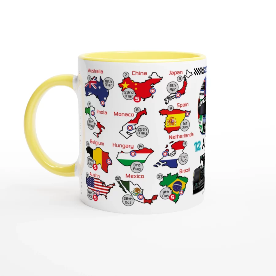 Andrea Kimi Antonelli's 2025 Formula 1 Helmet and Car High Quality Calendar Mug F1 Accessories