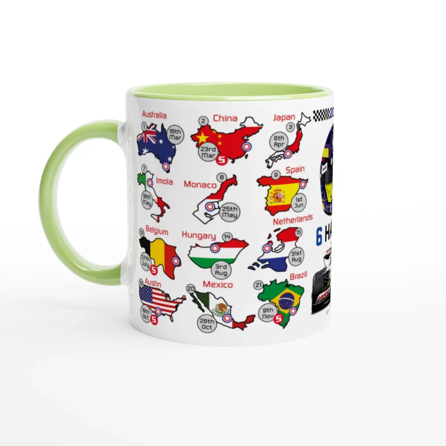 Isack Hadjar's 2025 Formula 1 Helmet and Car High Quality Calendar Mug F1 Accessories