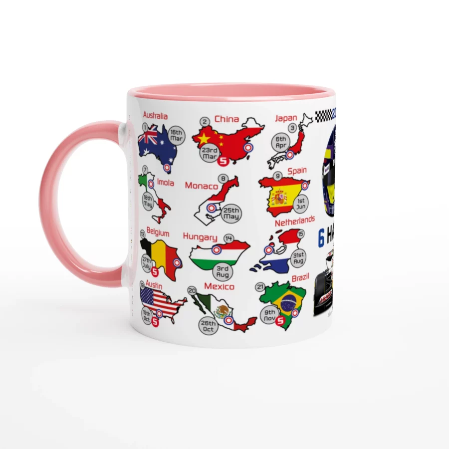 Isack Hadjar's 2025 Formula 1 Helmet and Car High Quality Calendar Mug F1 Accessories