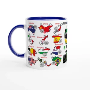 Gabriel Bortoleto's 2025 Formula 1 Helmet and Car High Quality Calendar Mug from the Formula 1 Memorabilia store collection.