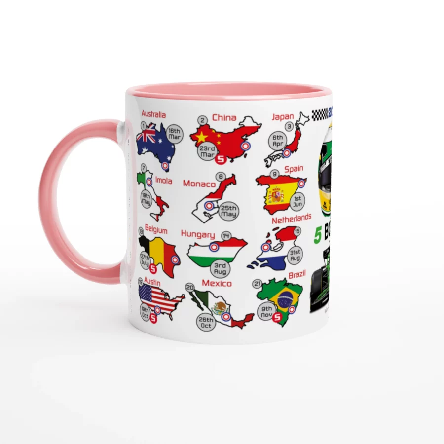 Gabriel Bortoleto's 2025 Formula 1 Helmet and Car High Quality Calendar Mug F1 Accessories