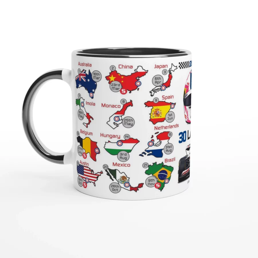 Liam Lawson's 2025 Formula 1 Helmet and Car High Quality Calendar Mug F1 Accessories