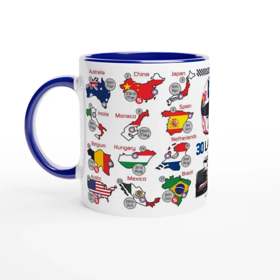 Liam Lawson's 2025 Formula 1 Helmet and Car High Quality Calendar Mug F1 Accessories