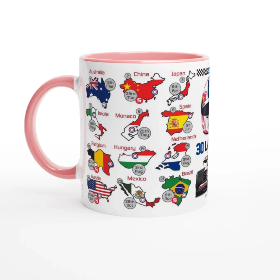 Liam Lawson's 2025 Formula 1 Helmet and Car High Quality Calendar Mug F1 Accessories