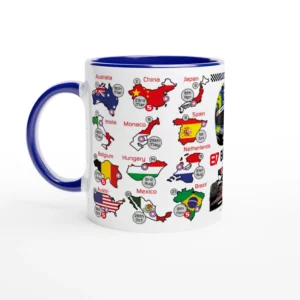 Oliver Bearman's 2025 Formula 1 Helmet and Car High Quality Calendar Mug from the Formula 1 Memorabilia store collection.