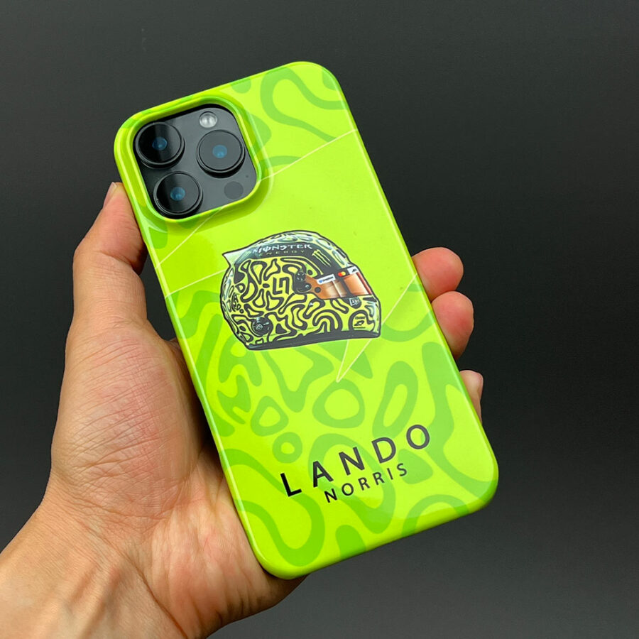 Lando Norris 2025 Helmet Livery Phone Case – LN04 Edition, McLaren F1 Racing Fan Merchandise from the Bahrain GP - Sakhir Track Art store collection.