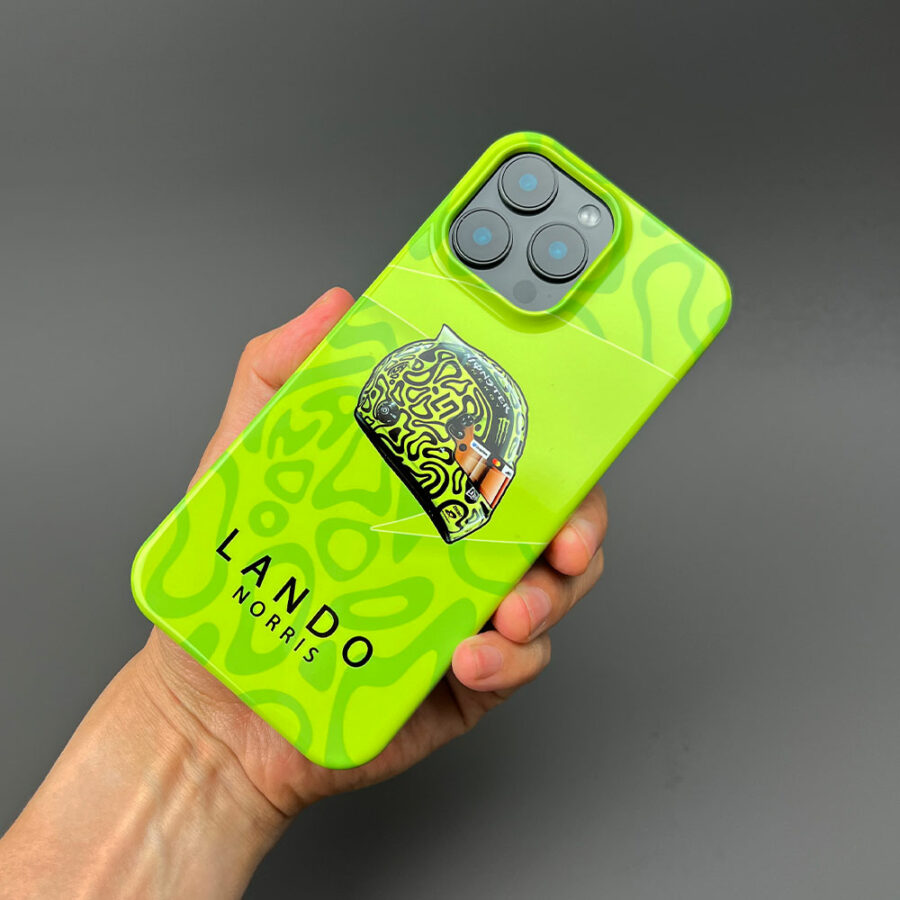 Lando Norris 2025 Helmet Livery Phone Case – LN04 Edition, McLaren F1 Racing Fan Merchandise Bahrain GP - Sakhir Track Art