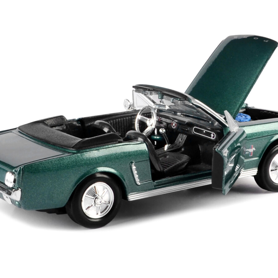 1964 1/2 Ford Mustang Convertible Green Metallic 1/24 Diecast Model Car by Motormax Automotive