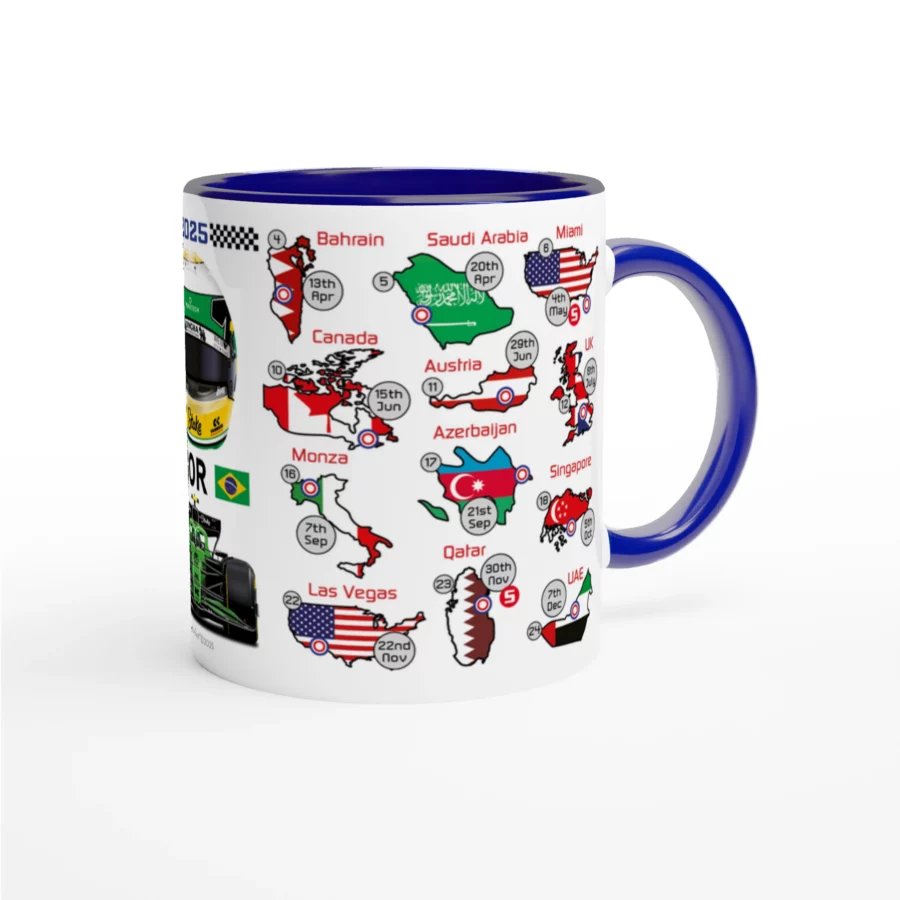 Gabriel Bortoleto's 2025 Formula 1 Helmet and Car High Quality Calendar Mug F1 Accessories
