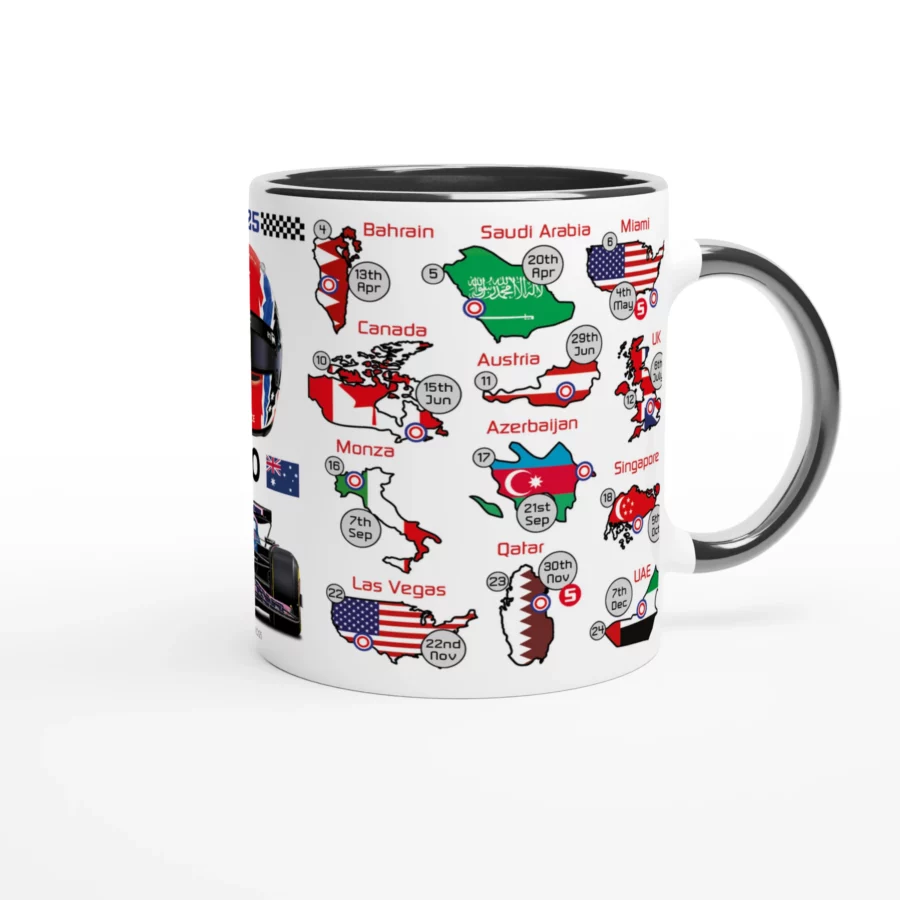 Jack Doohan's 2025 Formula 1 Helmet and Car High Quality Calendar Mug Alpine F1 Team