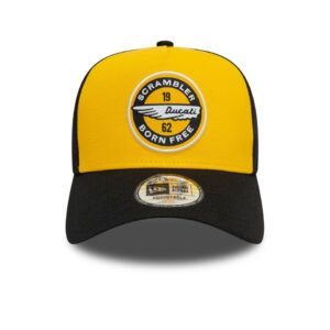 2025 Ducati Scrambler Patch Trucker Cap Adults - Amber/Black MotoGP Clothing & Merchandise by XeroBlu