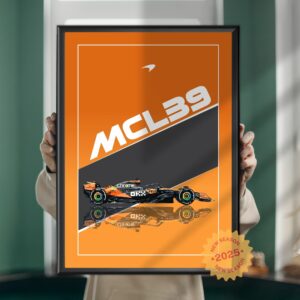 McLaren MCL39 Poster, Formula 1 Poster, F1, Wall Art, McLaren Racing, Formula 1, F1 Merch, Poster, Print  by Laurel Wreath Studios
