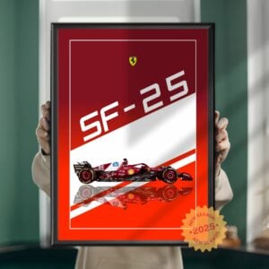 Ferrari SF-25 Poster, Formula 1, Ferrari, Scuderia Ferrari, Wall Art, Formula 1 Poster, F1 Merch, Poster, F1, Print  by Laurel Wreath Studios