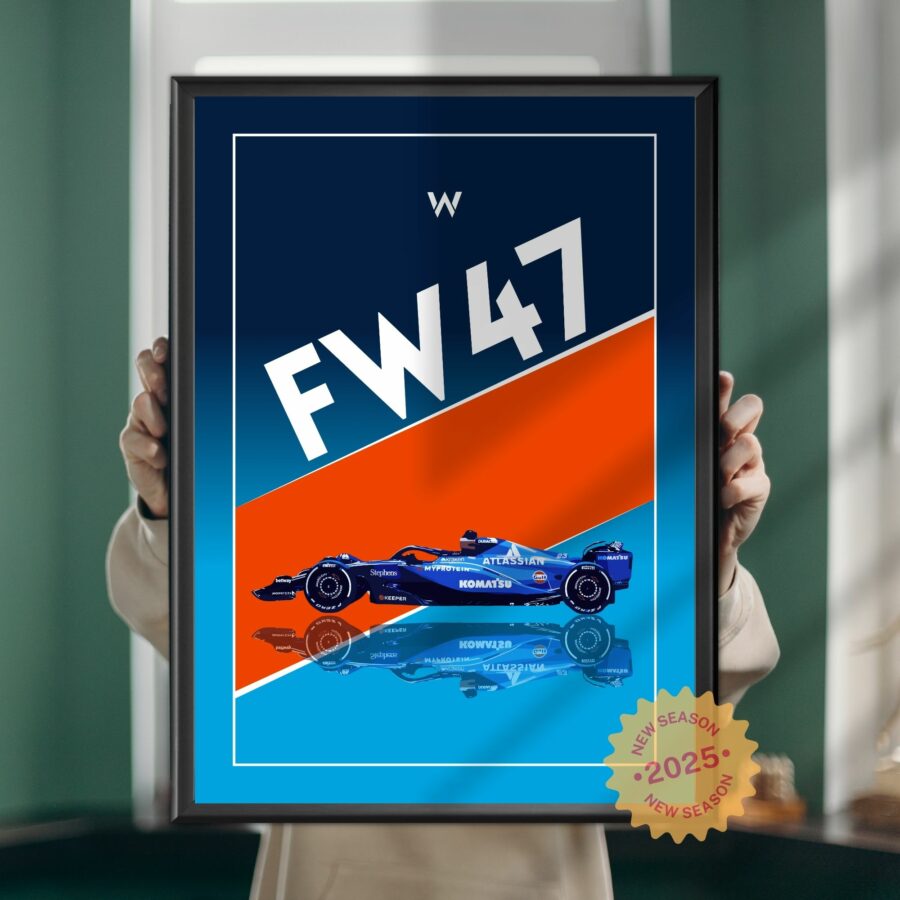 Williams FW47 Poster, Formula 1, Ferrari, Williams Racing, Wall Art, Formula 1 Poster, F1 Merch, Poster, F1, Print from the Monaco GP Track Art store collection.
