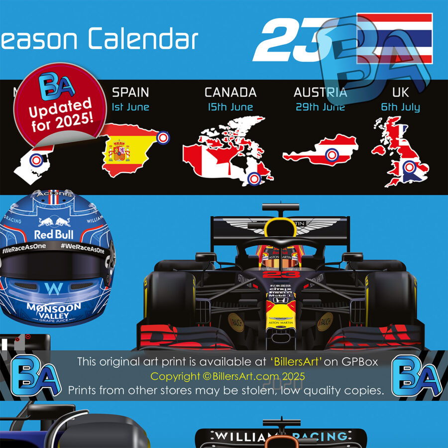 Alexander Albon 2025 Williams Formula 1 Car. Very High Quality Illustration F1 Art