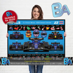 Alexander Albon 2025 Williams Formula 1 Car. Very High Quality Illustration McLaren Automotive by Billeresque