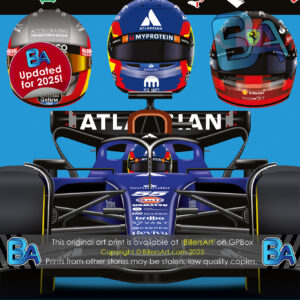 Carlos Sainz 2025 Williams Formula 1 Car. Very High Quality Illustration McLaren Automotive by Billeresque
