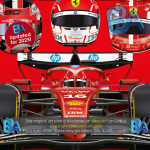 Charles Leclerc 2025 Ferrari Formula 1 Car. Very High Quality Illustration McLaren Automotive by Billeresque