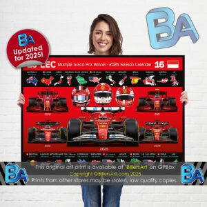 Charles Leclerc 2025 Ferrari Formula 1 Car. Very High Quality Illustration McLaren Automotive by Billeresque