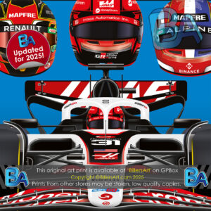 Esteban Ocon 2025 Haas Formula 1 Car. Very High Quality Illustration McLaren Automotive by Billeresque