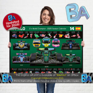 Fernando Alonso 2025 Aston Martin Formula 1 Car. Very High Quality Illustration McLaren Automotive by Billeresque