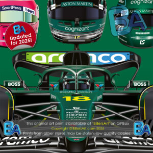Lance Stroll 2025 Aston Martin Formula 1 Car. Very High Quality Illustration McLaren Automotive by Billeresque