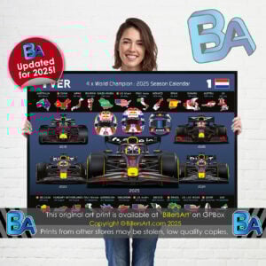 Max Verstappen 2025 Red Bull Formula 1 Car. Very High Quality Illustration In Blue (Orange also Available) McLaren Automotive by Billeresque