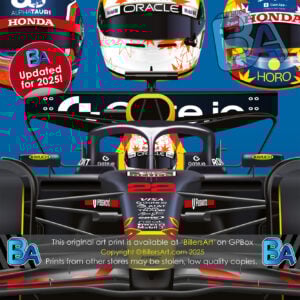 Yuki Tsunoda 2025 Red Bull Formula 1 Car. Very High Quality Illustration McLaren Automotive by Billeresque