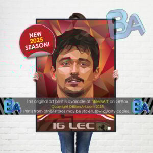 Charles Leclerc 2025 Formula 1 Very High Quality Unique Prism Art Illustration from the F1 Art store collection.