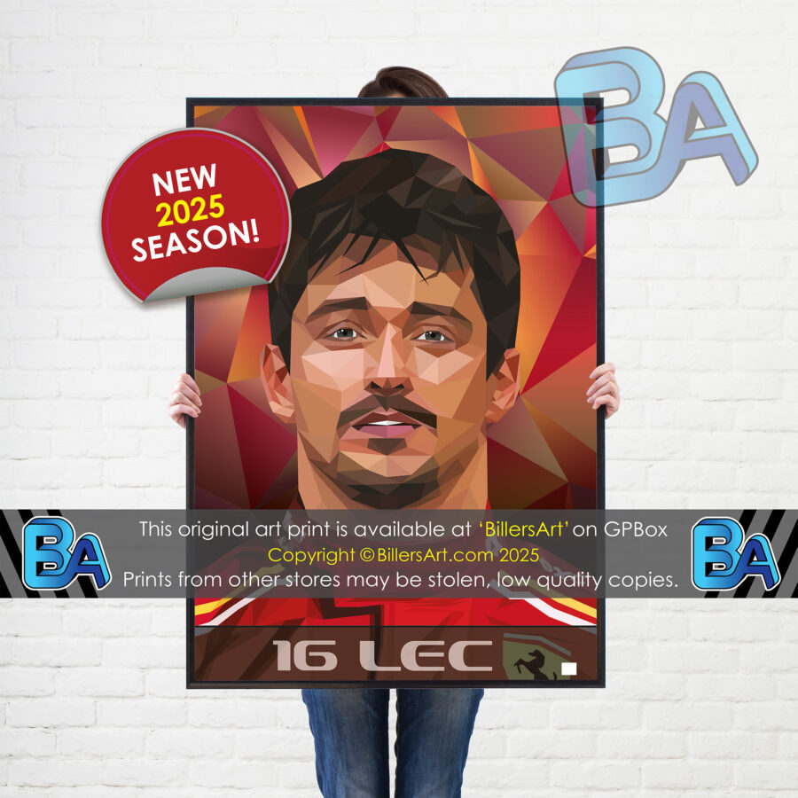 Charles Leclerc 2025 Formula 1 Very High Quality Unique Prism Art Illustration from the Sports Car Racing Art store collection.