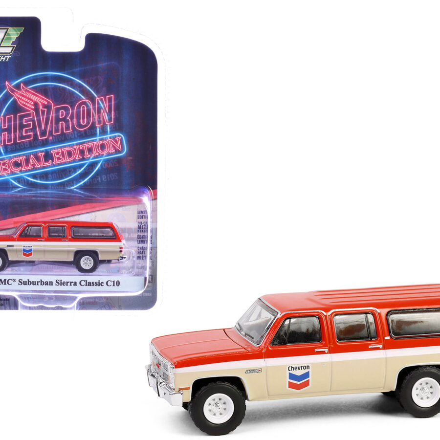 1988 GMC Suburban Sierra Classic C10 "Chevron" Orange and Beige with White Stripes "Chevron Special Edition" Series 1 1/64 Diecast Model Car by Greenlight Automotive