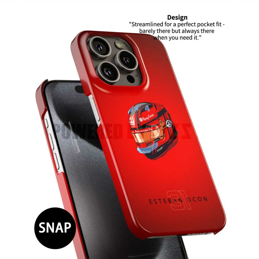 Esteban Ocon 2025 Helmet Phone Case – Red Haas F1 Driver Edition – Motorsport Gear by DIZZYCASE BMW