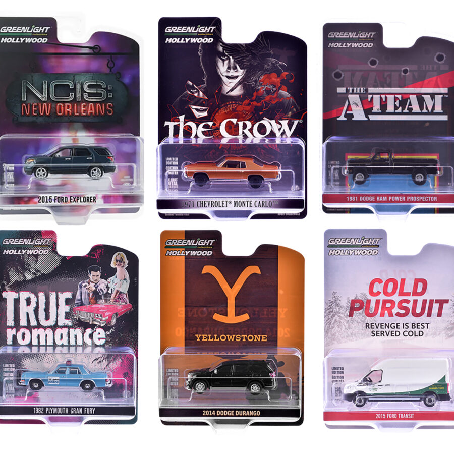 "Hollywood Series" Set of 6 pieces Release 43 1/64 Diecast Model Cars by Greenlight Automotive